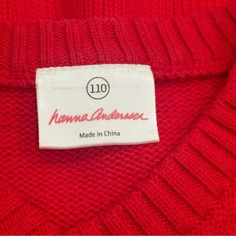 Hanna Andersson Red &‎ White Holiday Snowflake Sweater Vest Cabin Size 110 (5)